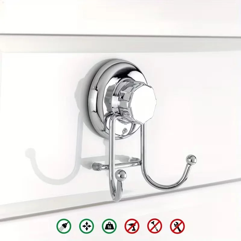 crochet adhésif double ventouse argenté moderne papier toilette cuisine salle bain inoxydable