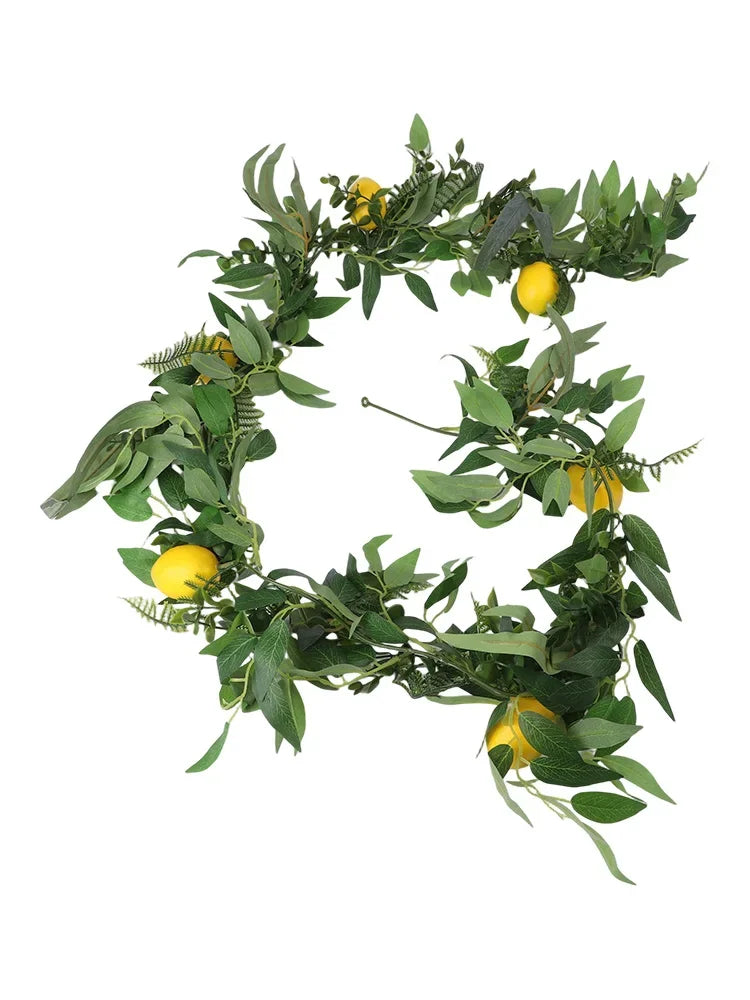 guirlande fruits naturelle citrons feuilles vertes décoration intérieure mariage anniversaire festive rustique