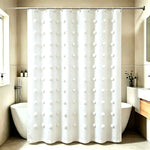 rideau douche blanc pompons polyester texture jacquard moderne respectueux environnement