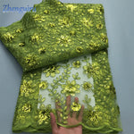 tissu polyester dentelle africain brodé paillettes fleurs transparent occasion parti