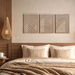 panneau décoratif mural moderne marron foncé blanc rayures bois chambre salon