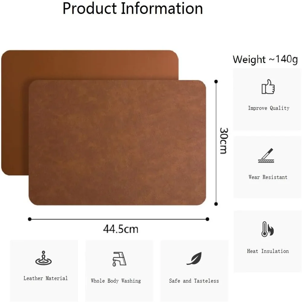 tapis table rectangulaire simili cuir marron clair moderne cuisine décoration