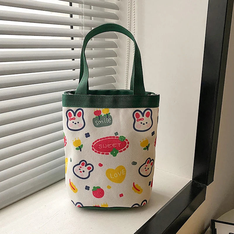 sac main tissu poignées détachables motif dessins animés blanc moderne opacité portable