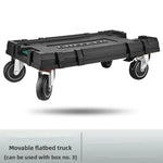 boîte outils modulaire noire verte pratique robuste poignées roulettes empilable grande capacité