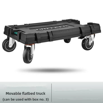 boîte outils modulaire noire verte pratique robuste poignées roulettes empilable grande capacité