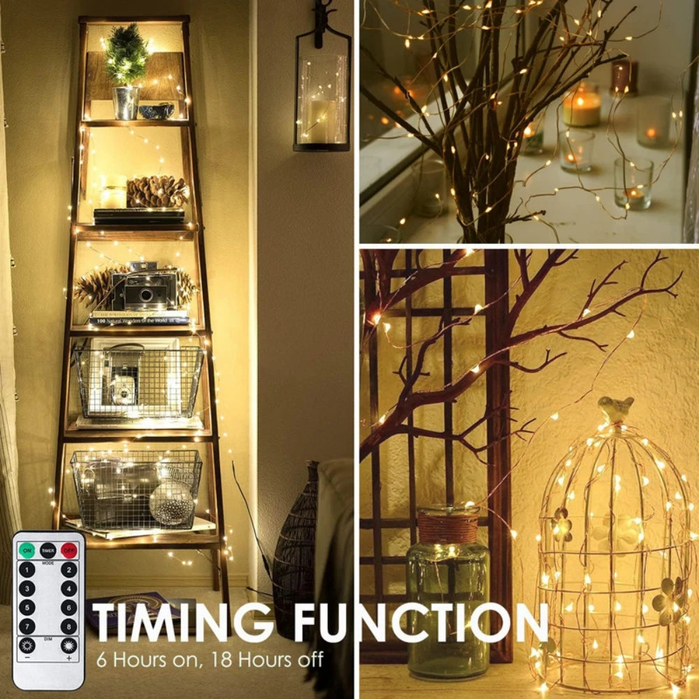 guirlande lumineuse led blanc chaud moderne télécommande étanche adhésif noël fête mariage