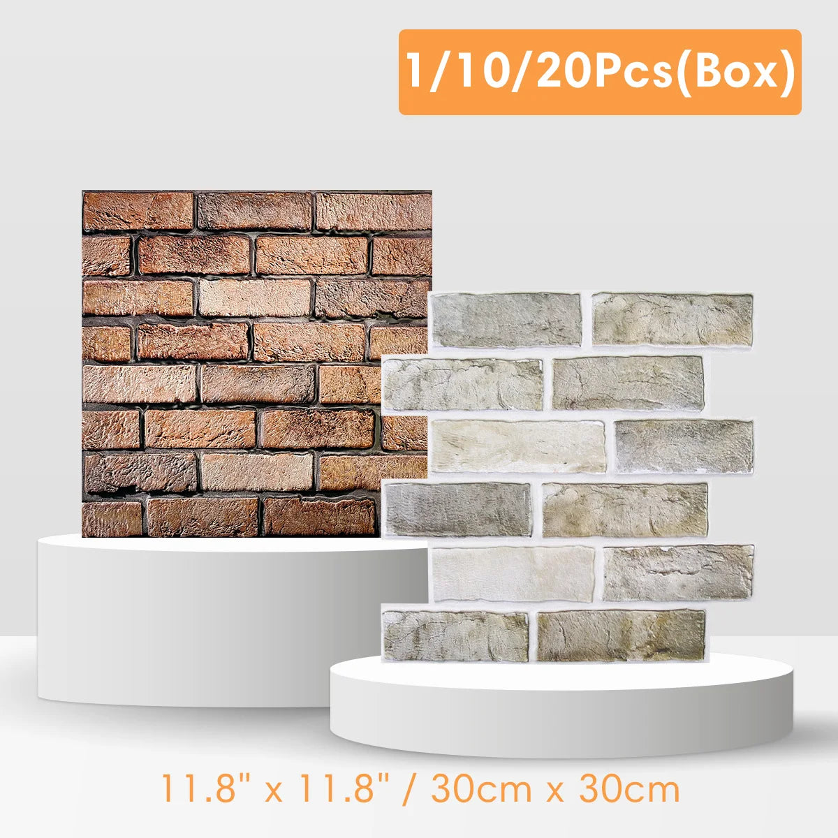 panneaux decoratifs murals 3d texture brique moderne adhesifs marron beige 30cm 30cm pack 10