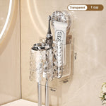 porte produits mural transparent texturé moderne ventouse brosses dents salle bain