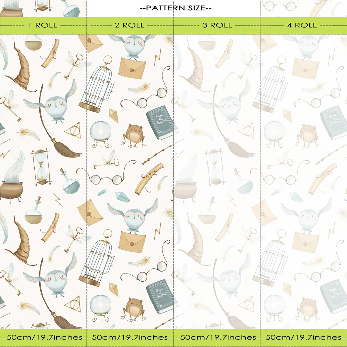 papier peint auto collant enfant illustration vintage oiseaux cages lunettes blanc beige bleu vert