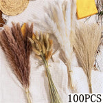 décoration boho bouquet pampas séchés beige crème anniversaire mariage table vase