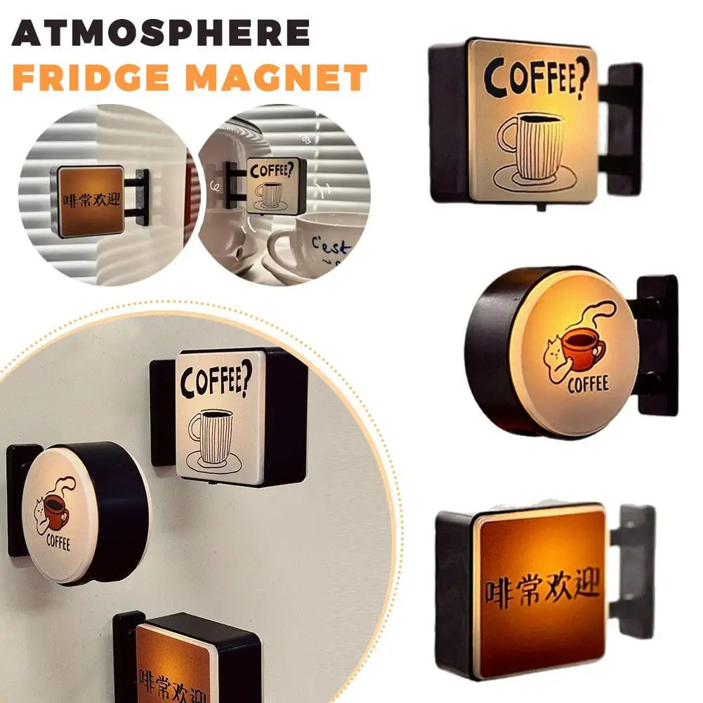 aimants réfrigérateur vintage tasse texte coffee chinois blanc noir marronclair minimaliste