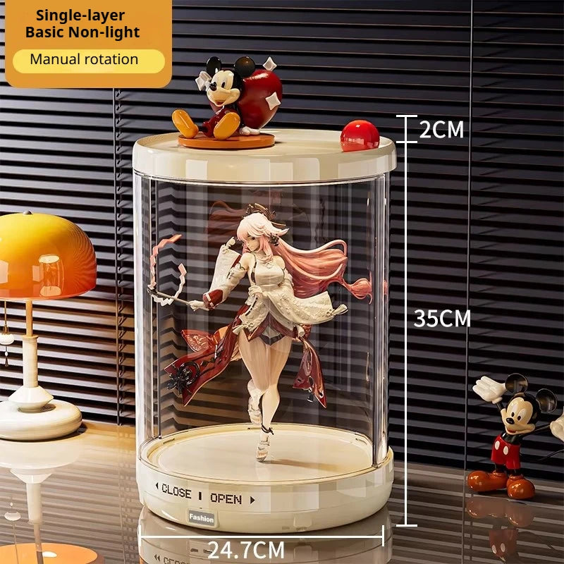 présentoir rotatif blanc figurines transparent boîte rangement moderne niveaux lisses anti poussière trưng bày