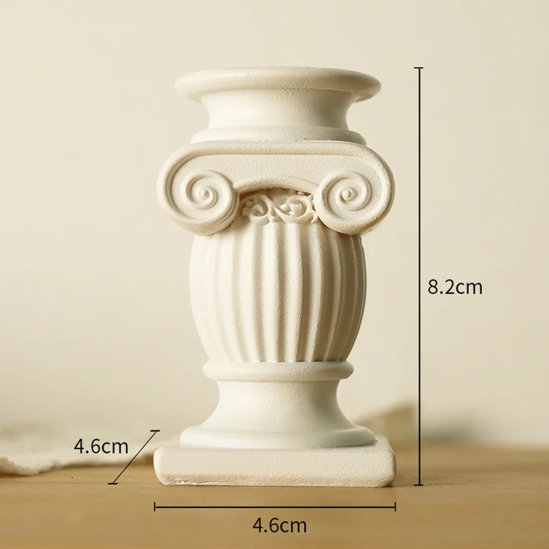 bougeoir classique blanc or sculpté décoration maison statue colonne grecque résine architecturalintérieur ornement