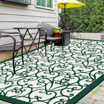 tapis moderne extérieur vert beige noir blanc motif végétal géométrique polyester 80x120cm 120x160cm