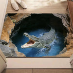 tapis sol 3d moderne bleu gris crocodile grotte eau antidérapant résistant extérieur 40x60cm