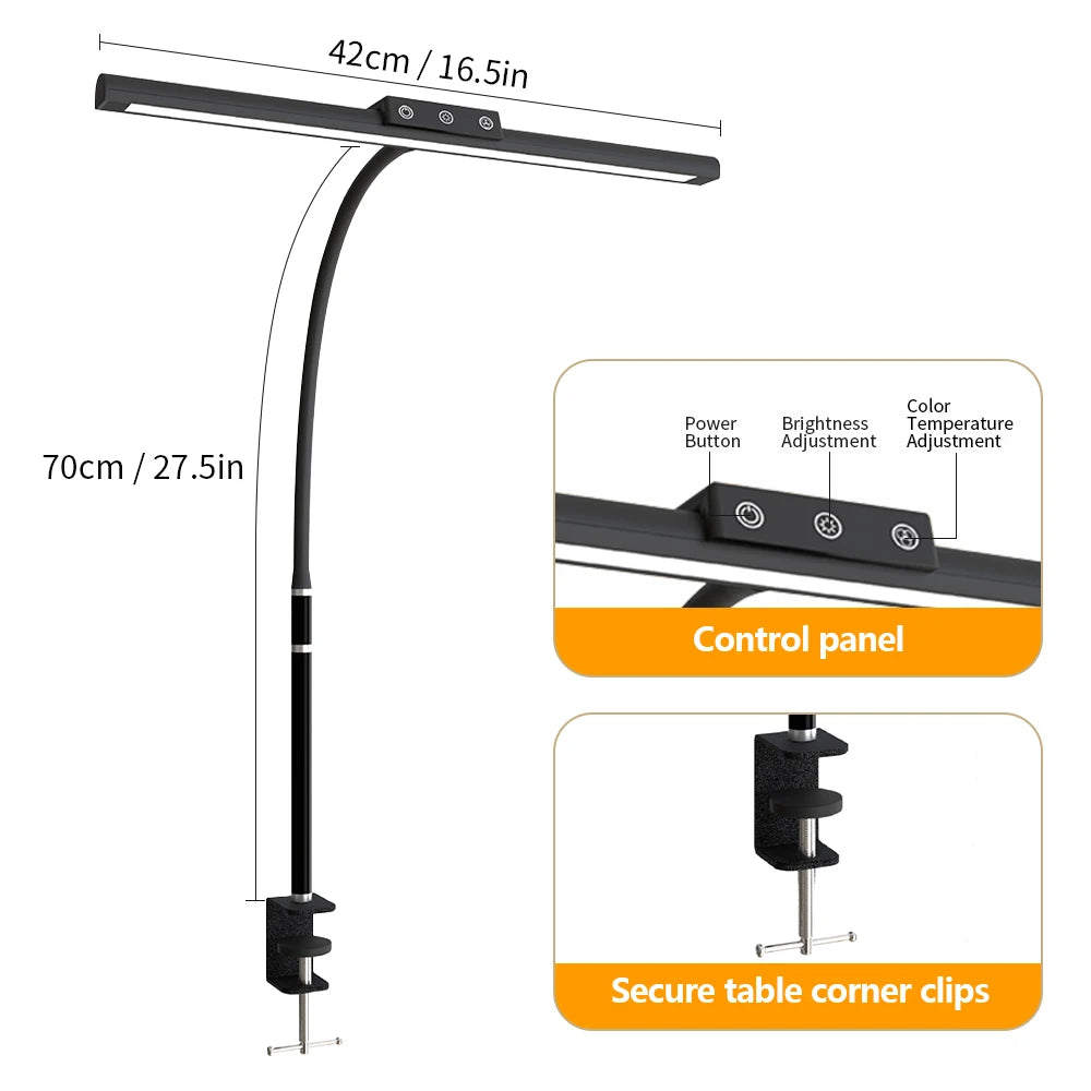 lampe led flexible clip noir blanc moderne sans scintillement USB rechargeable