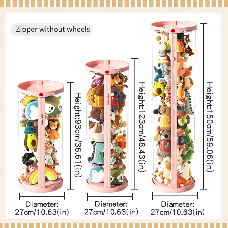 boîte rangement poupées transparente rose clair moderne enfant jouet organizer storage tube DIY