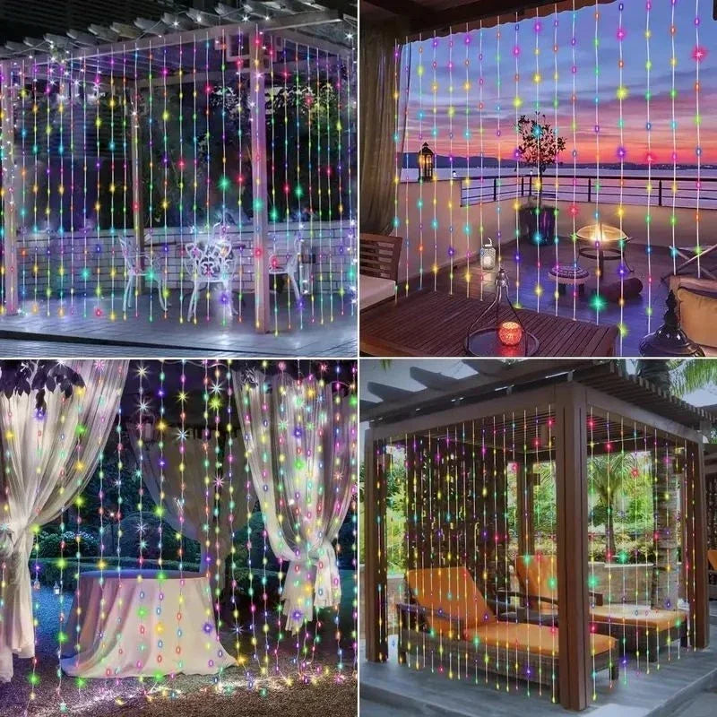 rideau lumineux led extérieur 300cm 300leds blanc multicolore moderne clips