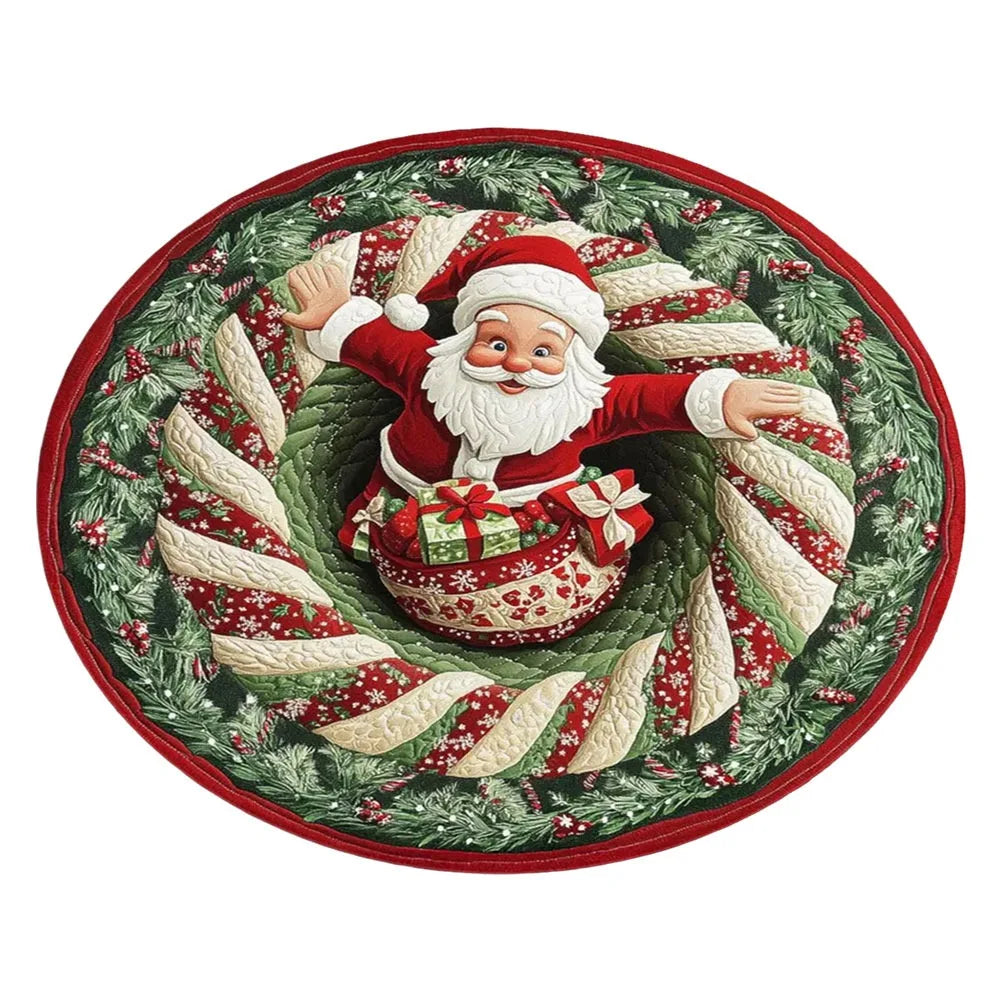 tapis rond noël père noël train pingouins guirlande rouge décoration chambre vinyle sans bpa