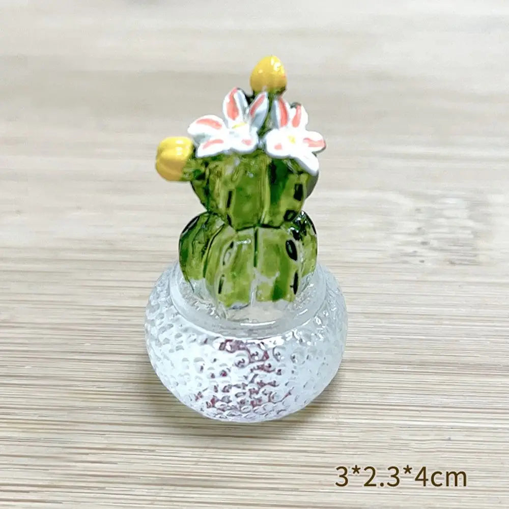 miniature cactus résine verte jaune rouge artisanale transparente décoration extérieure succulente