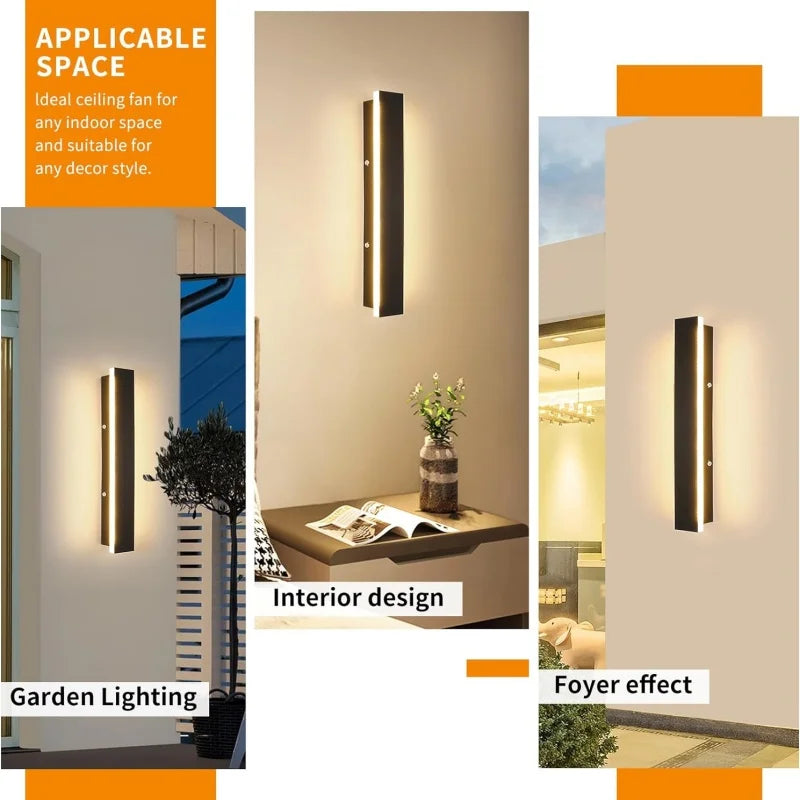applique murale led moderne noire ip65 éclairage extérieur mur fixe 2492000lm 85265v
