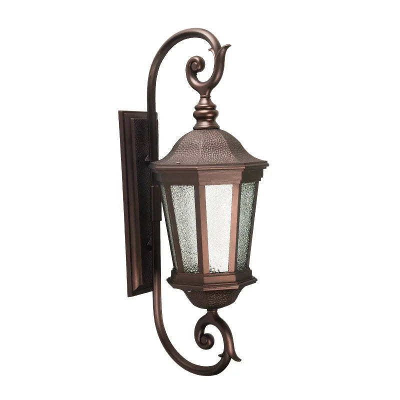 lampe murale extérieure classique marron foncé texture martelée verre opaque vintage éclairage balcon cour