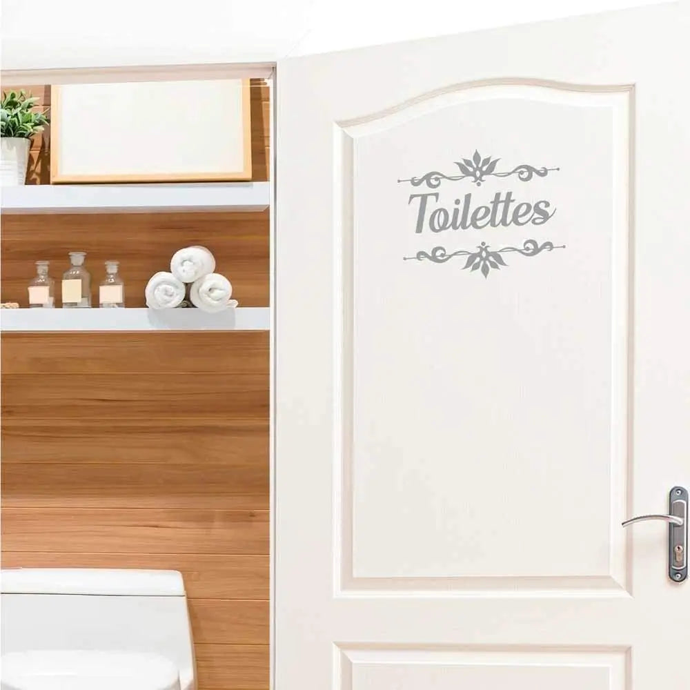 autocollant mural toilettes fleurs noir classique adhésif décoration intérieure vinyle pvc chambre bébé salle