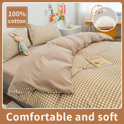 housse couette gingham carreaux beige moderne 140x200 cm 160x200 cm 180x200 cm