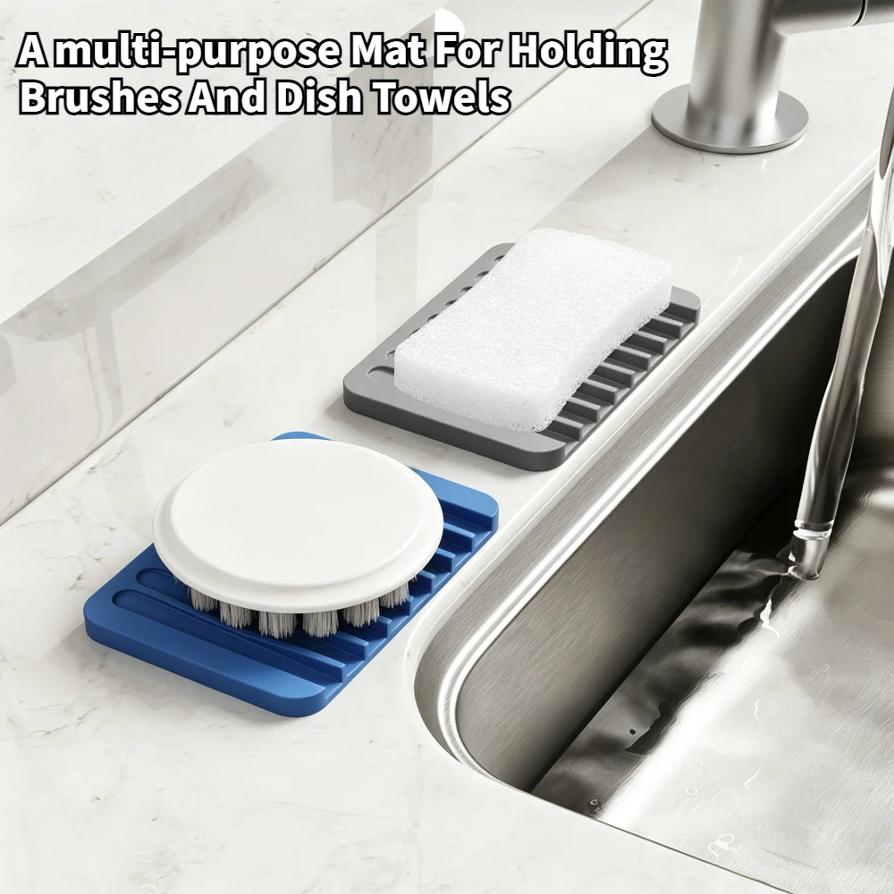 porte savon silicone bleu gris moderne rainures salle bain