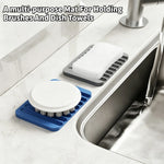 porte savon silicone bleu gris moderne rainures salle bain