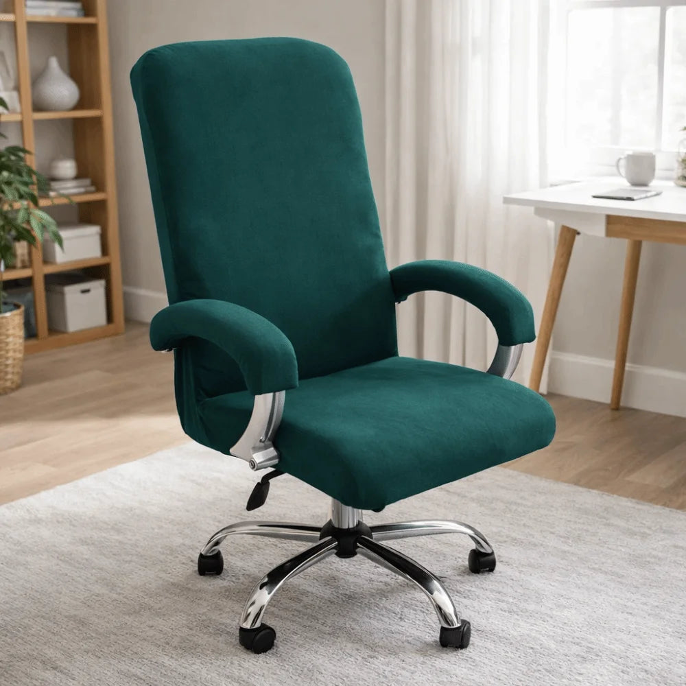 chaise velours vert foncé beige moderne accueil roulettes echangement facile