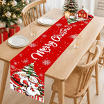 table noël polyester motifs noël père noël renne flocons or rouge blanc hiver traditionnelle