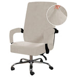 housse chaise velours doux moderne élastique fixe beige clair polyester elasthanne
