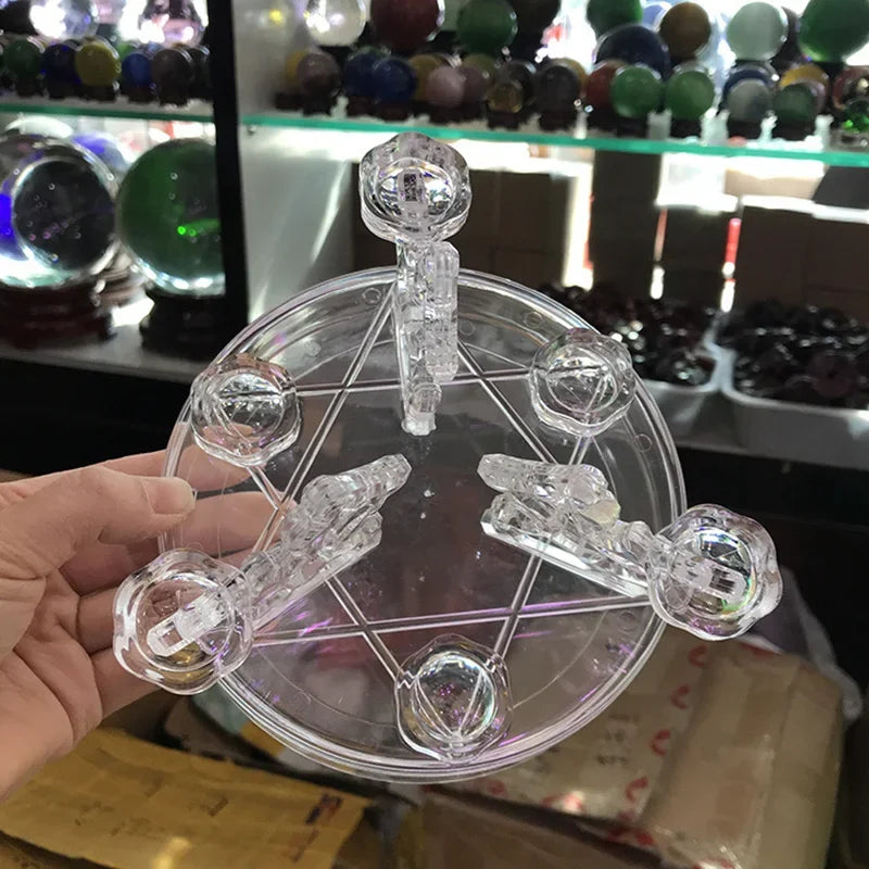 support décoratif transparent cristaux boules colorées motifs floraux sculpturales asiatique moderne ornement