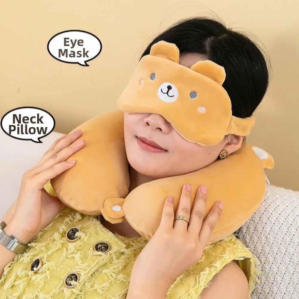 masque yeux coussin voyage animaux ours crocodile orange vert gris rose doux mignon