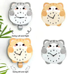 horloge murale balancière chaton mignon cartoon salon chambre quartz orange blanc gris