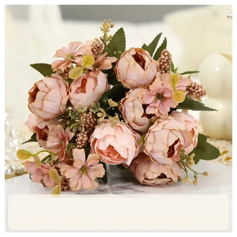 bouquet pivoines artificielles soie rose blanc rouge occasion mariage anniversaire baby shower intérieurDecoration