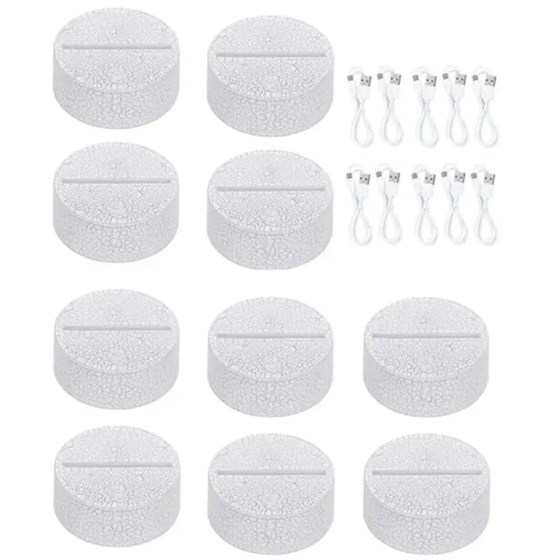 lampe chevet led blanc texture craquelée moderne base acrylique câble usb piles aaa non