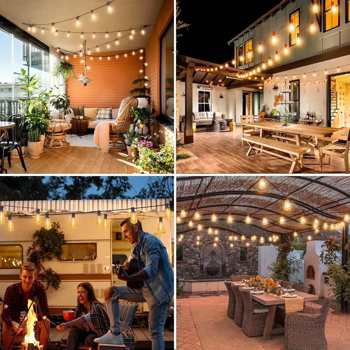 guirlande lumineuse solaire transparente jaune doré conique vintage clips extérieur patio jardin 9.5m 12m