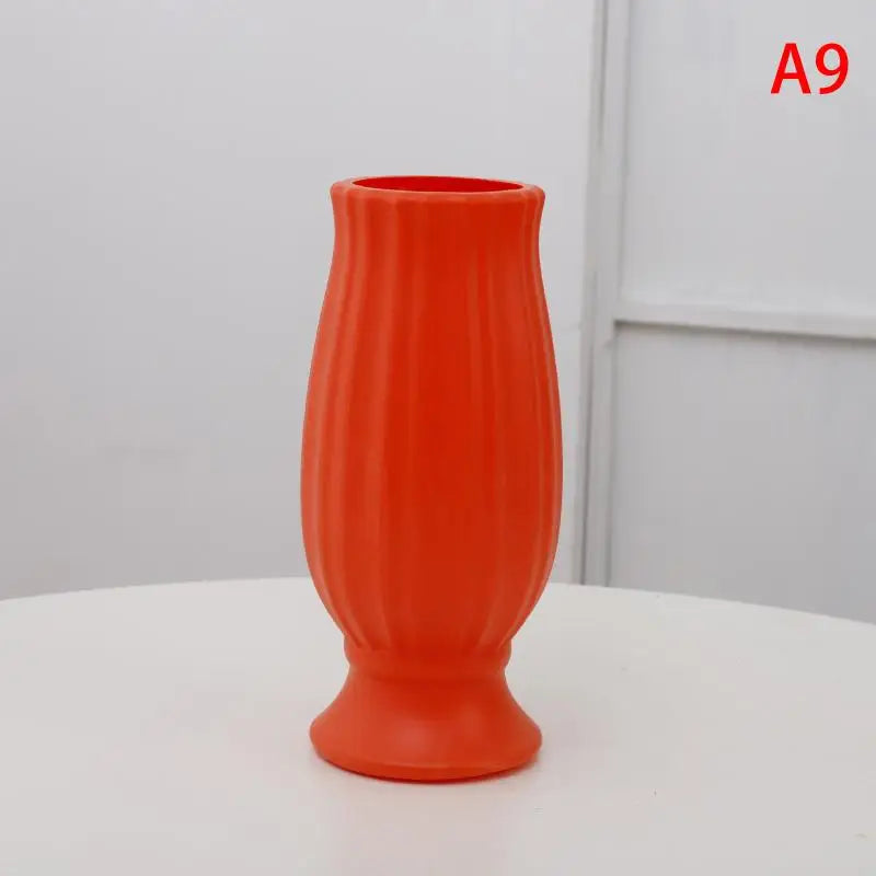 vases résine modernes blanc rose vert orange géométriques ruban jute