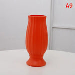 vases résine modernes blanc rose vert orange géométriques ruban jute