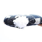 coussin sol rond bleu marine blanc motif patchwork moderne ethnique décoration voiture chaise sofa