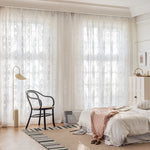 rideau transparent brodé fleurs classique polyester maison moderne blanc