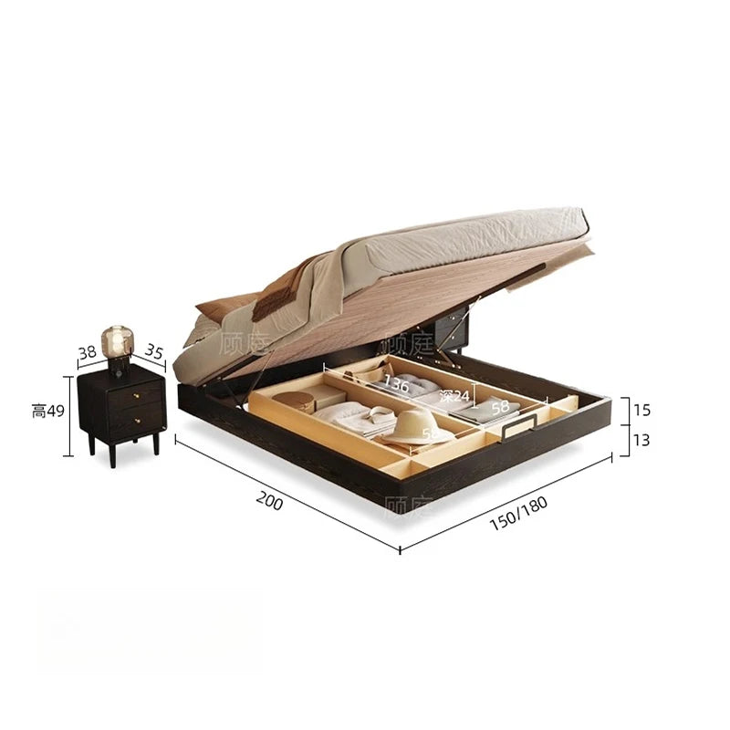 lit moderne bois noir tissu cuir véritable 180x200cm tête lit matelas