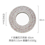 miroir rond mural blanc gris moderne décoration maison tapisserie plantes fixations