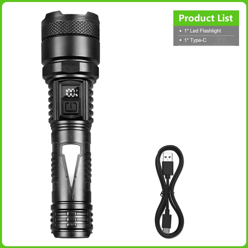 torche rechargeable led puissante 3000w survie camping noir texturé modernstyle
