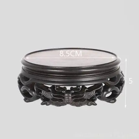 support bois sculpté motifs floraux artisanal decor maison marron foncé tranchant deco vase pot