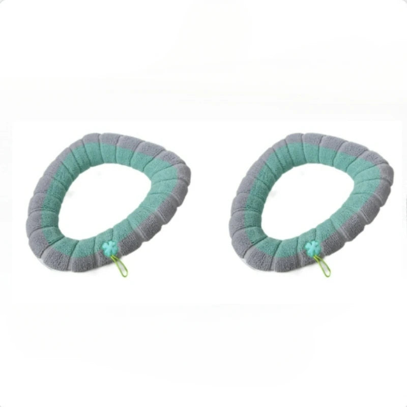 coussin toilette portable gris bleu vert rose rayures doux confortable poignée élastique