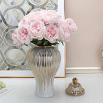 vase blanc doré rayures verticales moderne élégant couvercle décoration maison