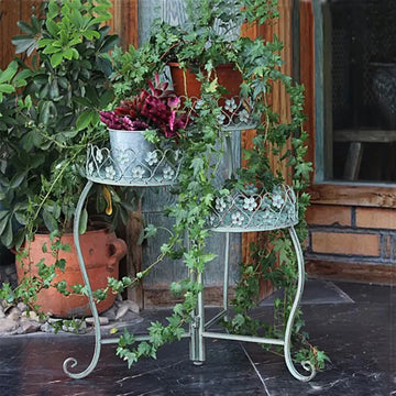 support plantes vert fleurs découpées art nouveau rustique ajouré intérieur extérieur vintage 23cm 60cm